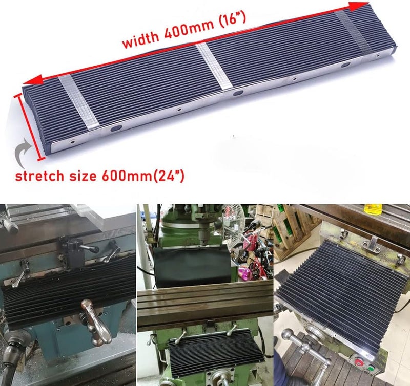 Bestopper Flexible Accordion Cover 15.75" X 23.62" Mill Rubber Dust Cover Accordion Way Retractable Shield Guard (Unfolded 400 * 600 * 7.5mm) for CNC Bridgeport Milling Machine - Image 3